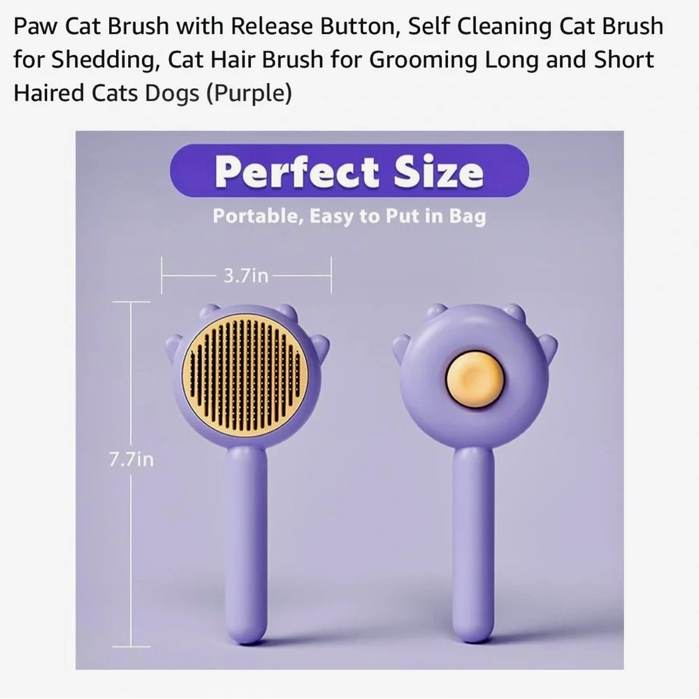 NIB~Self Cleaning Cat/Dog Pet Brush w/Nail Clippers & File Kit